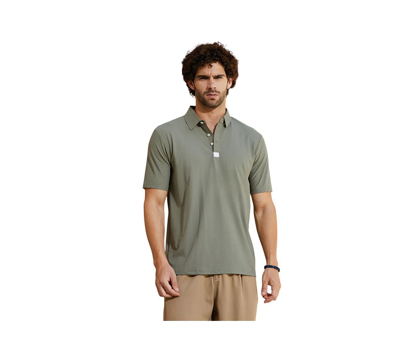 Мужская футболка Cahoot Campus Sutra Olive Green Seamless Cuboid Polo, цвет: Зелёный — фото 1