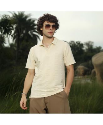 Мужская бананово-желтая футболка-поло Campus Sutra с рюшами на плоской подошве