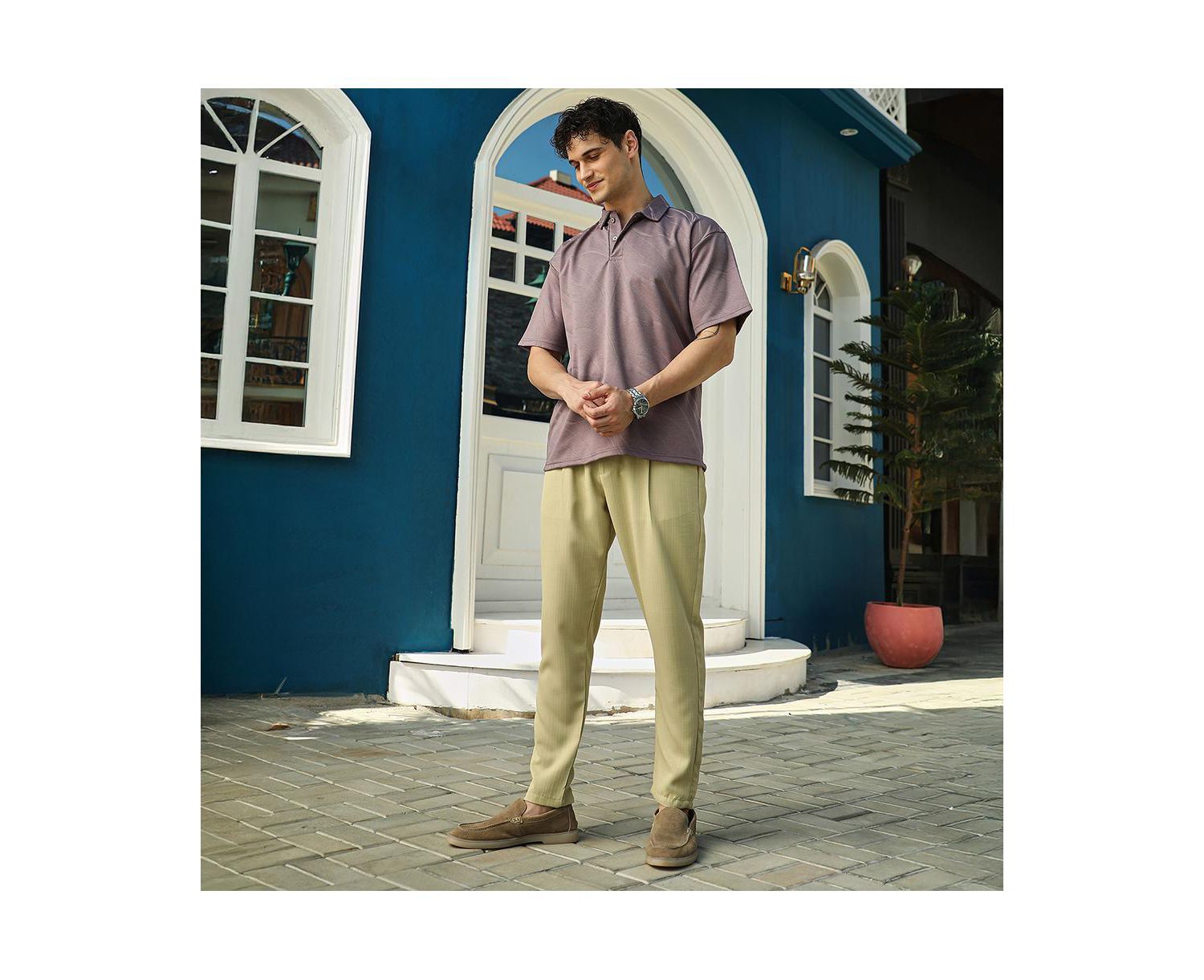 Men's Pastel Purple Scratch-Tactile Polo T-Shirt