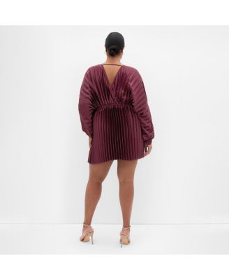 Plus Size Chloe Accordion Sleeve Pleat Dress