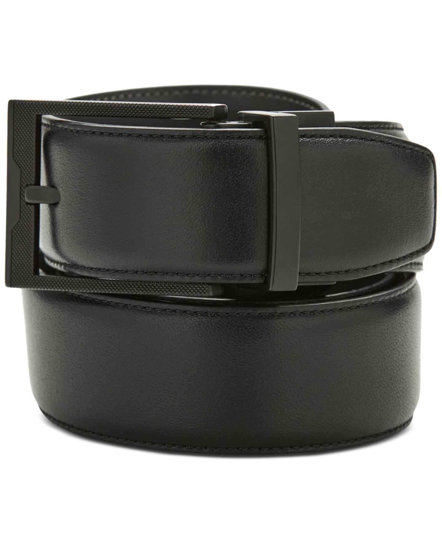 Мужской ремень Perry Ellis Portfolio Black Leather Stanely Belt, цвет: Oxford — фото 1