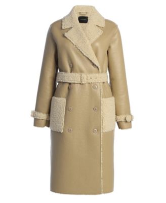 Women's Sherpa And Faux Leather Coat