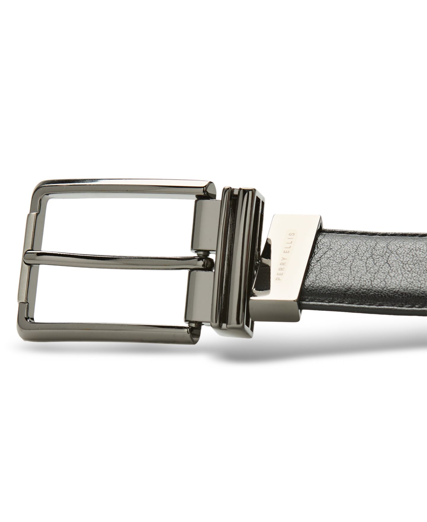 Мужской ремень Perry Ellis Portfolio Leather Amigo Dress Belt, цвет: Чёрный — фото 3