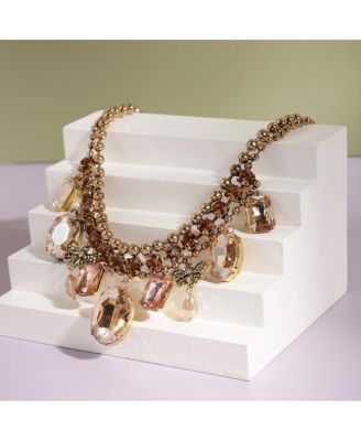 -Plated Crystal Statement Necklace