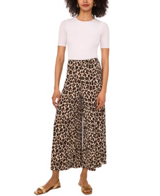 Vince Camuto - Women's Animal-Print Pull-On Wide-Leg Pants