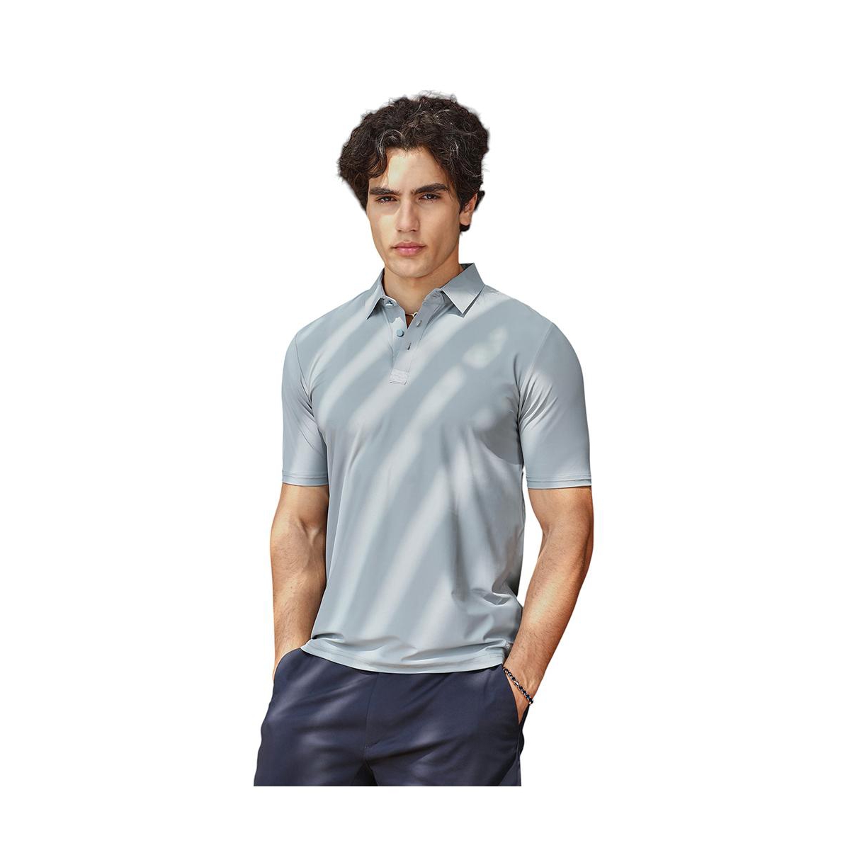 Men's Coin Grey Seamless Solid Polo T-Shirt - Grey