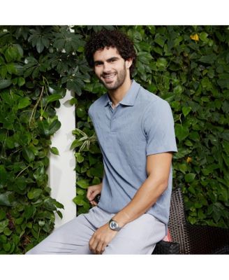 Мужская футболка-поло Campus Sutra цвета пудры с голубыми прожилками-тактильная футболка-поло Campus Sutra