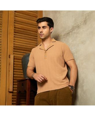 Мужская футболка-поло Campus Sutra из орехово-коричневой веревки с тактильным эффектом в кубинском стиле
