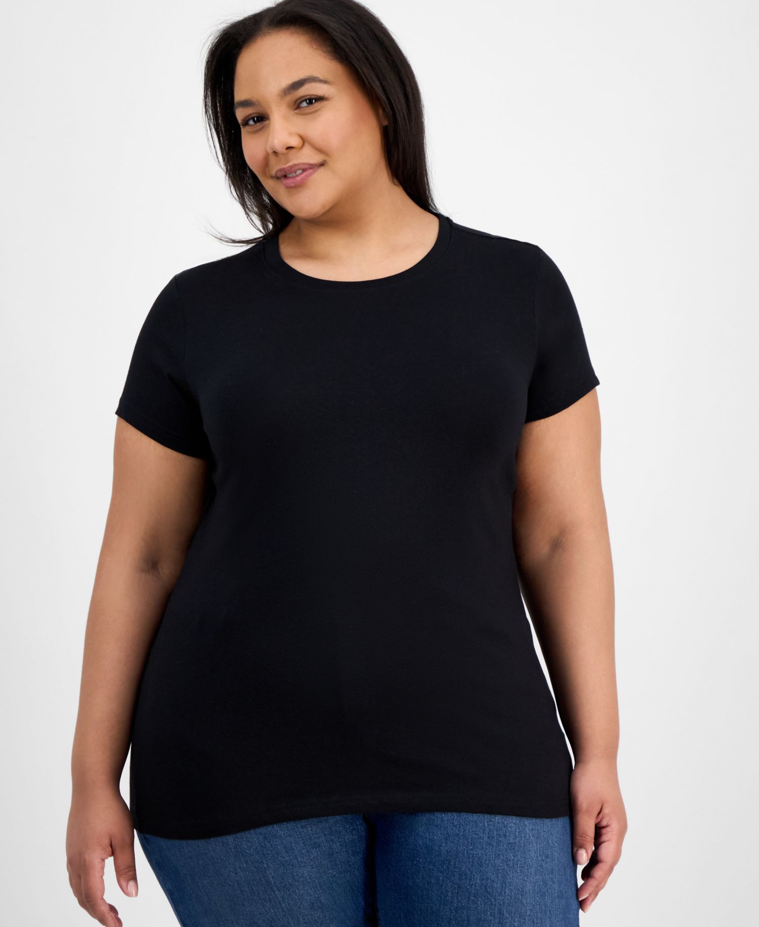 Plus Size Basic Crewneck Short-Sleeve T-Shirt