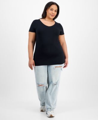 Trendy Plus Size Fitted V-Neck T-Shirt