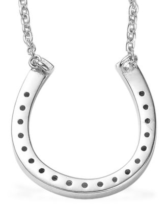 Diamond Horseshoe 18" Pendant Necklace (1/8 ct. t.w.) in Sterling Silver