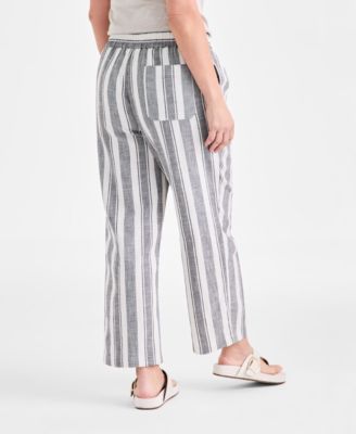 Women's Cotton Mid-Rise Pull-On Wide-Leg Pants, Exclusively at Macy's 