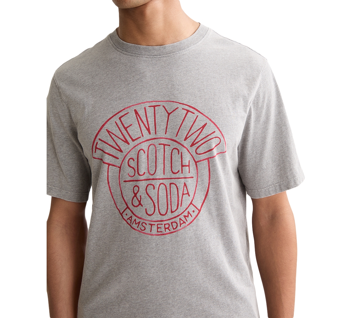 Scotch & Soda Denim Artwork Graphic T-shirt In Burgundy