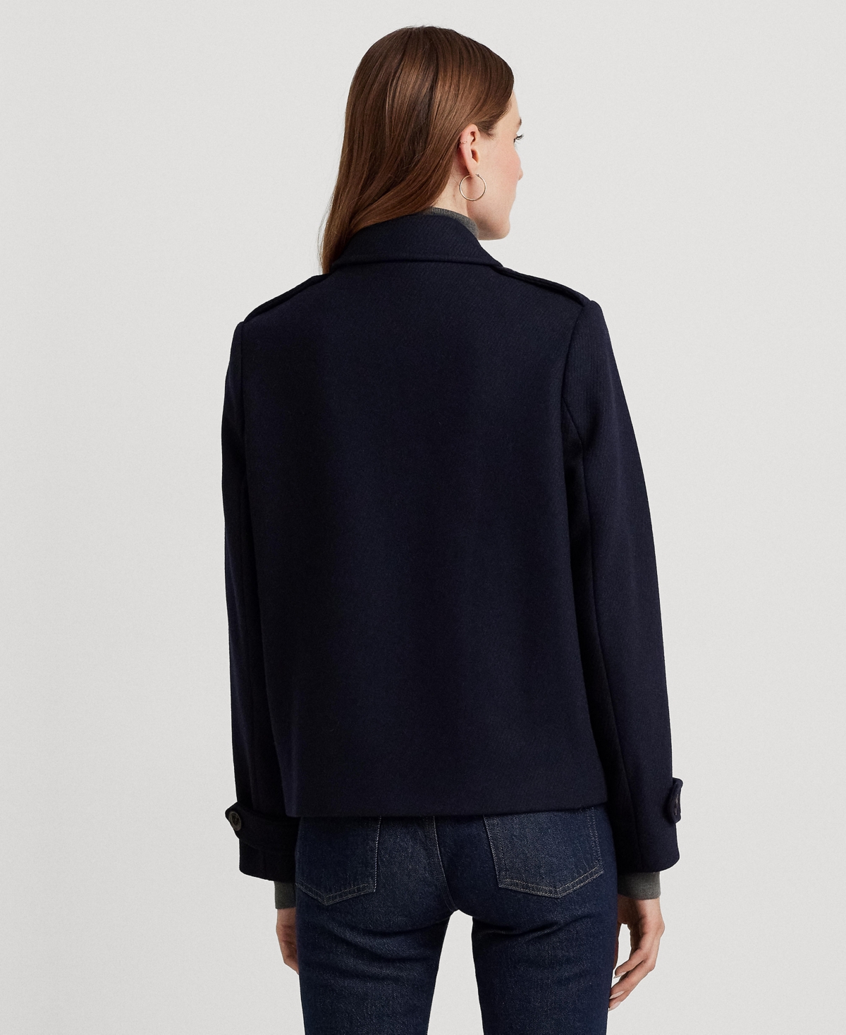 Ralph Lauren Women's Short Double-breasted Wool Coat In Blue
