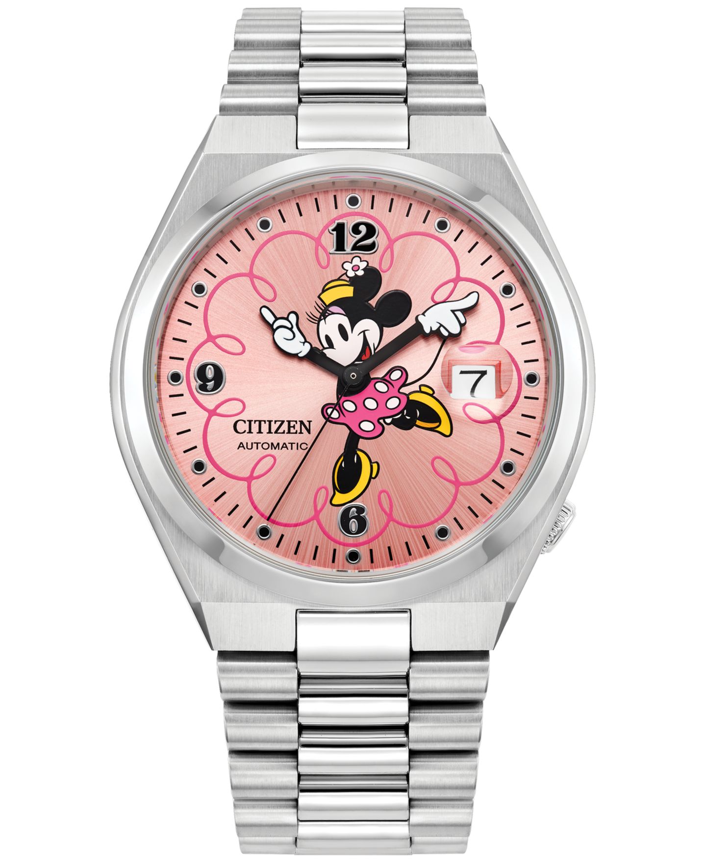 Мужские часы Citizen Automatic Disney Minnie Mouse, браслет из нержавеющей стали, 40 мм — фото 1