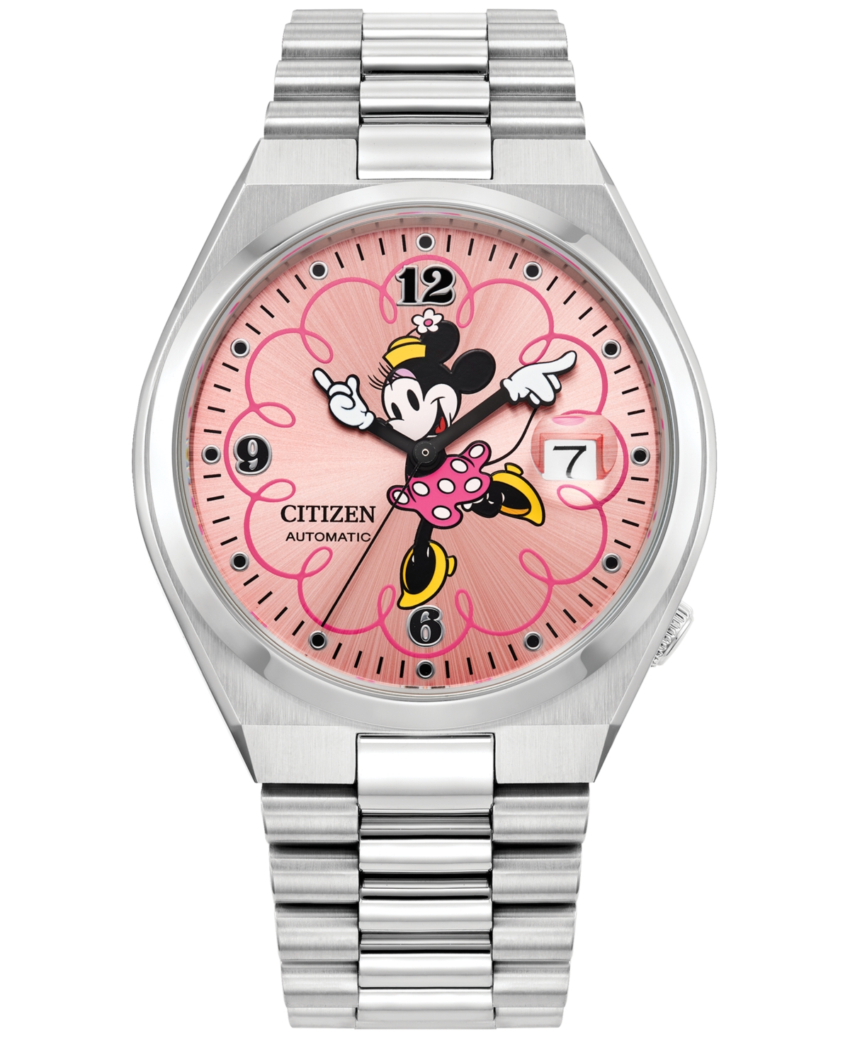 Men's Automatic Disney Minnie Mouse Stainless Steel Bracelet Watch 40mm - Silver-tone