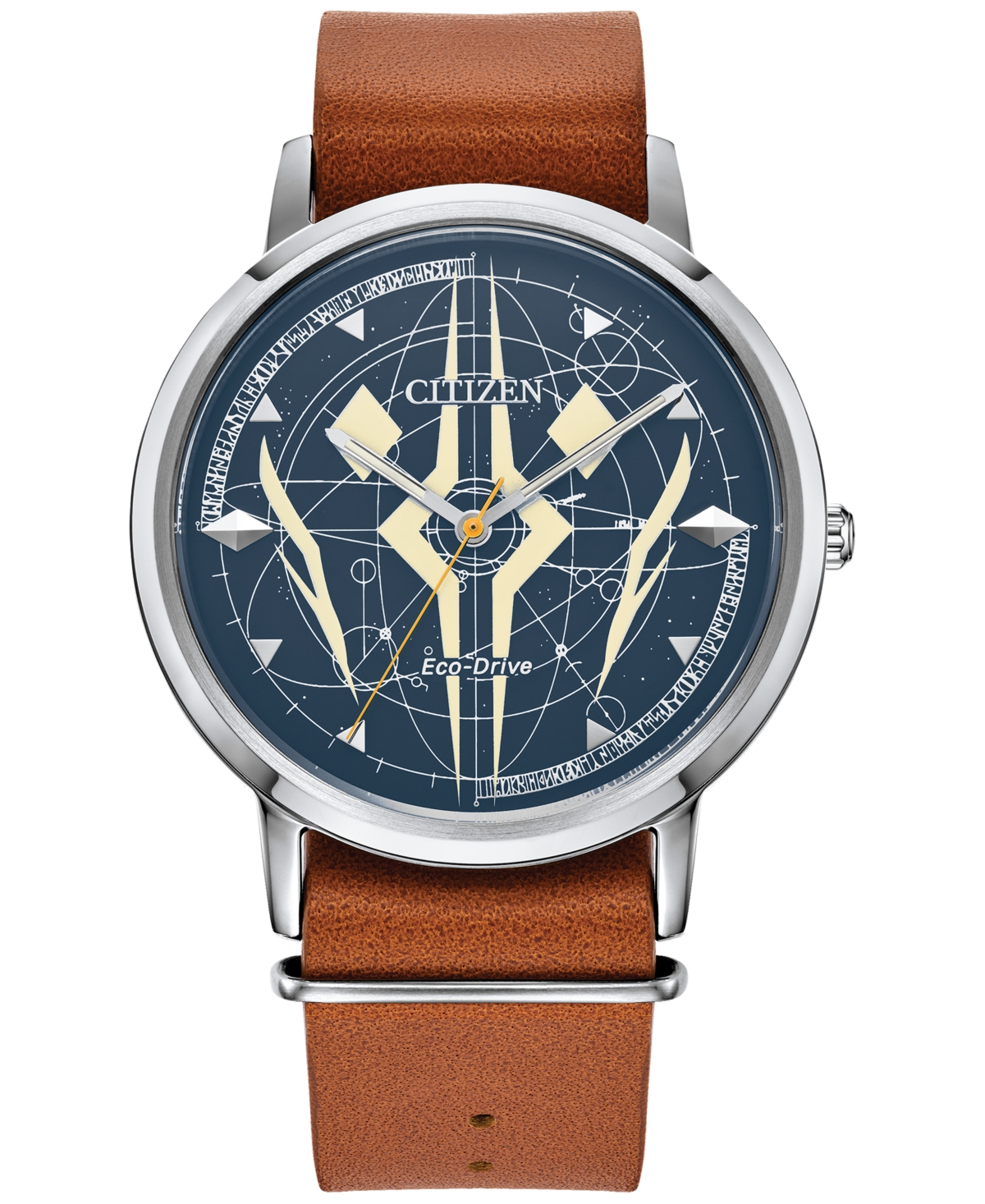 Eco-Drive Men's Star Wars Ahsoka Tano Brown Leather Strap Watch 41mm - Brown