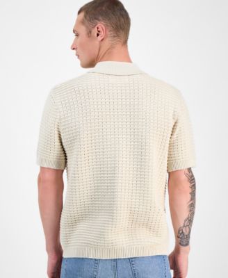 Sun Stone Mens Cooper Short Sleeve Textured Knit Button-Front Sweater Exclusively at Macys 11490₽