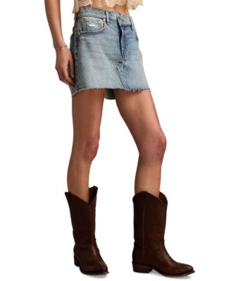 Women's Crossover Cutoff Denim Mini Skirt