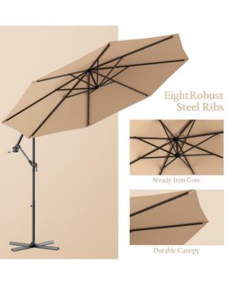 10 Feet Patio Umbrella with Crank and Solar LED Lights