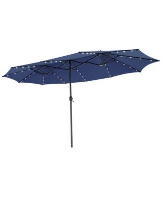 15 Feet Twin Patio Umbrella with 48 Solar LED Lights