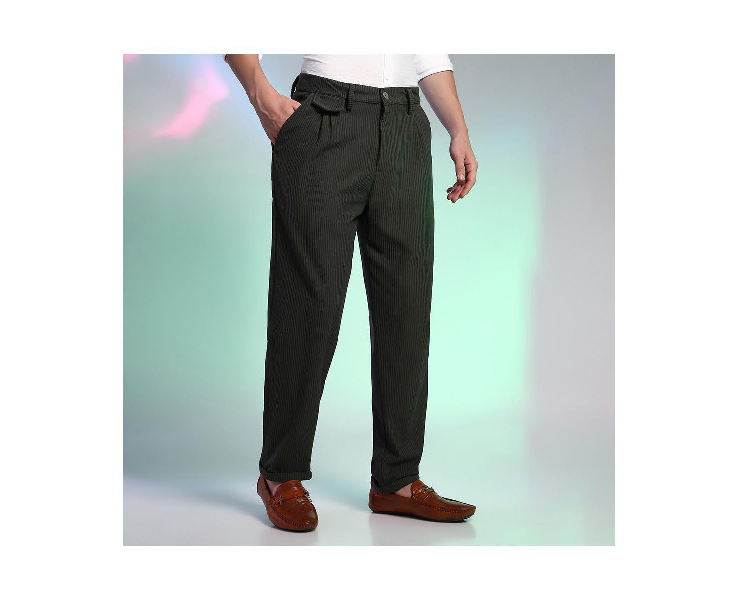 Men's Midnight Black Corduroy Tailored Trousers