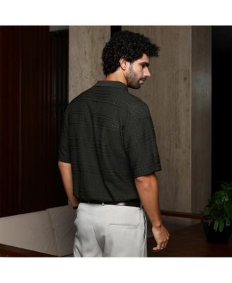 Men's Midnight Black Bohomian Oversized Polo T-Shirt