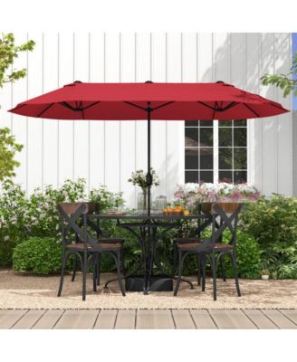 LUCKY ONE 13 Feet Double-Sided Patio Twin Table Umbrella with Crank Handle
