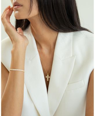 Sterling Silver 18k Gold Plated Josephine Tennis Bracelet, Necklace & Earrings Set