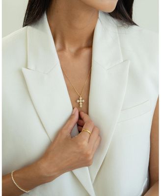 Ожерелье и серьги из культивированного жемчуга Victoria Cross из стерлингового серебра с позолотой 18 карат