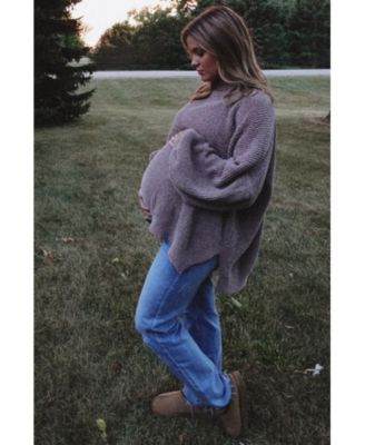 Maternity Blue Straight Leg Frayed Hem Jeans