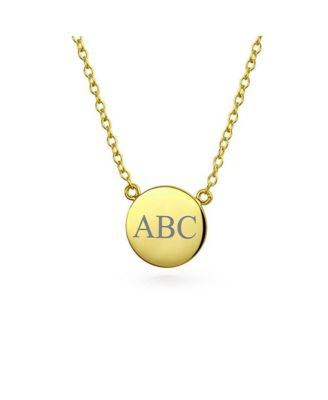 Minimalist Round Circle Disc Geometric Pendant Necklace Gold Plated .925 Sterling Silver