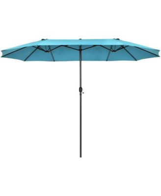15 Feet Patio Double-Sided Umbrella with Hand-Crank System