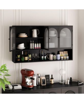 Four-door Glass Storage Cabinet (Black)