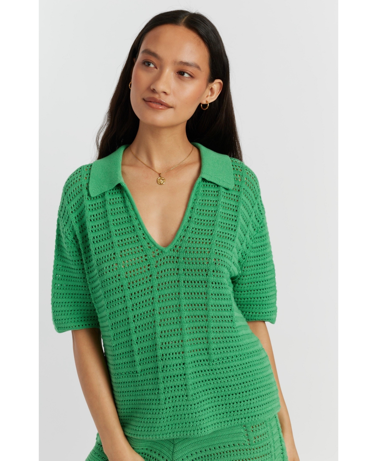 Women's Cotton Crochet Shirt - Pink