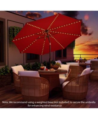 LUCKY ONE 10 Feet Patio Umbrella with 112 Solar Lights and Crank Handle
