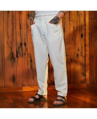 Мужские прямые брюки из льняной смеси Campus Sutra белого цвета
