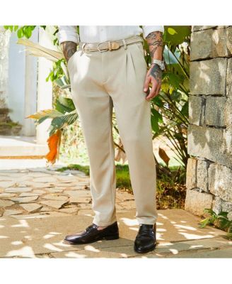 Мужские брюки-чино из микровафли Campus Sutra Saltbox бежевого цвета