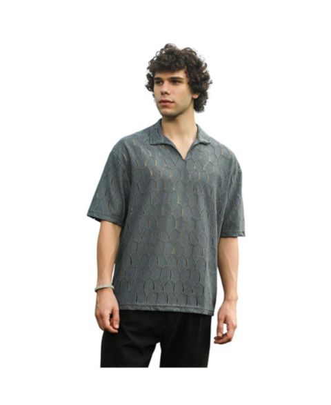 Мужская футболка Cahoot Campus Sutra Moon Grey Honeycomb-Knit Polo, цвет: Серый