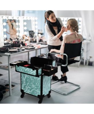 3-Piece Makeup Train Cases Cosmetic Organizer Kit Wheel CB Dusk