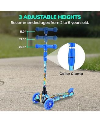 3-Wheel Mini Kickboard Scooter for Kids - Adjustable Handlebar, LED Light-Up Wheels, Ages 2-5 - Graffiti Design