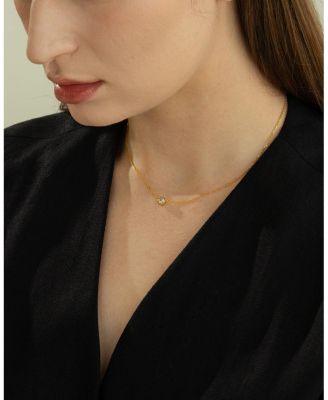 Ожерелье Margot с одним круглым кулоном из стерлингового серебра 18 карат и позолоченными серьгами-гвоздиками