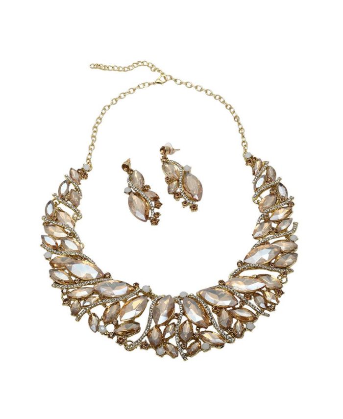 SOHI Stones Crystal Necklace Set