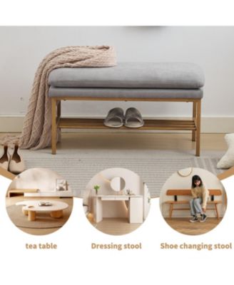 3-in-1 Linen Upholstered Shoe Bench
