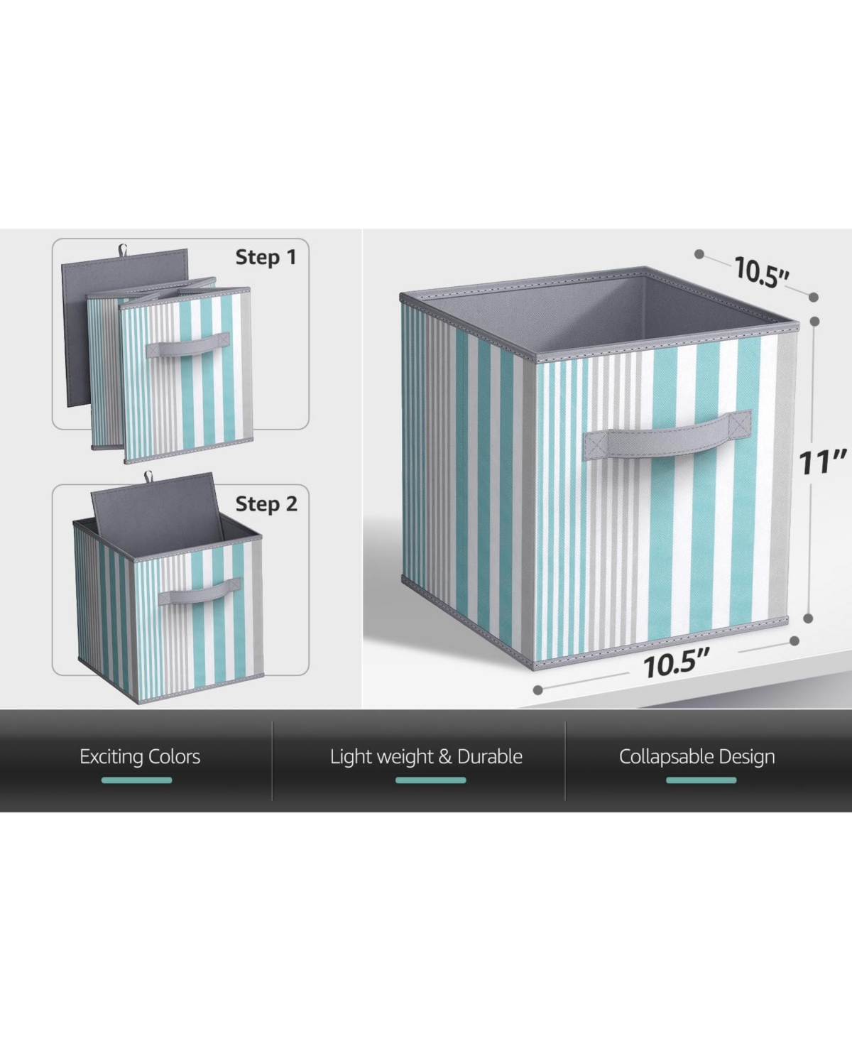 Sorbus 11 Inch Foldable Fabric Storage Cube Bin with Handles - for Organizing Pantry, Closet, Nursery, Playroom, & More