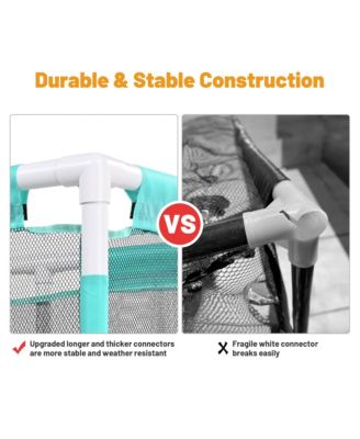 Mesh Pool Storage Bin Extra Large PVC Framed Waterproof 6 Wheels with Black Net Cover Replacement