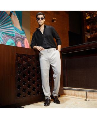 Мужские хлопчатобумажные брюки Campus Sutra облачно-серого цвета с вафельными вставками