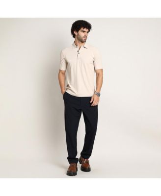 Men's Saltbox Beige Seamless Ribbed Polo T-Shirt