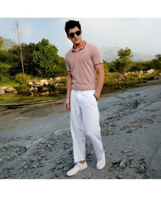 Мужская трикотажная футболка-поло Campus Sutra двухцветного кирпично-коричневого цвета от Campus Sutra