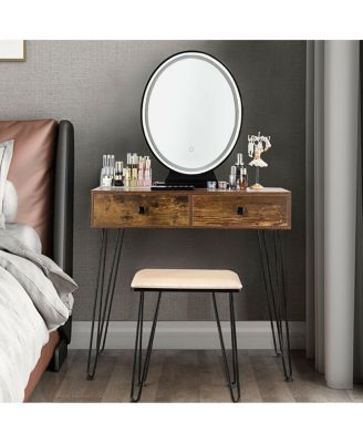 Industrial Makeup Dressing Table with 3 Lighting Modes